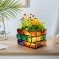 thumbnail image 3 of DefiDgd Stacked Painted Book Flower Vase Resin Statue,Book Shaped Planter,Colorful Planters for Small Indoor Plants,Cute Flower Pot for Bookshelf Home Decor,Gifts for Book Lovers(A), 3 of 5