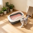 thumbnail image 5 of Plastic Cat Litter Box,12.2x8.3x6.3 Inch Open Top High-Sides Litter Pan Including Scoop,Large Odor-Free Low Entrance for Senior & All Cats,Gray, 5 of 7
