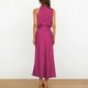 thumbnail image 5 of Vestido largo de satén para mujer con cuello alto, sin mangas y abertura lateral - Vestido formal/informal de noche para bodas/cócteles, 5 of 8