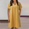 thumbnail image 5 of B91xZ Robe Grande Taille en Denim Mini Robe à Manches Longues, Jaune m, 5 of 5