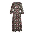 thumbnail image 4 of PuLe 【New】 Summer Short Sleeve Dress Women's Spring Summer Boho Floral Lapel Neck Button Casual A-Line Lace-Up Dress, 4 of 5