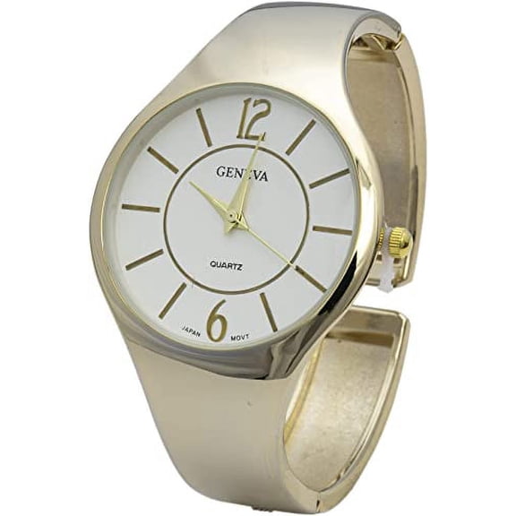 Blekon Collections Women's Quartz 36mm Case Plain Metallic Cuff Bangle Watch