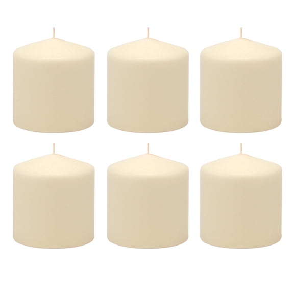 Stonebriar Collection Unscented Ivory Pillar Candle, 6-Pack, 3" x 3", 18-Hour Burn Time