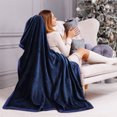 thumbnail image 4 of Manta de Franela Polar PiccoCasa Manta para Sofá Reversible 130 x 150 cm Blu Navy, 4 of 9