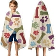 thumbnail image 3 of Paw Prints and Bones Hooded Bath Towel，50"x30" for Ages 3 To 12 Kids, Quick Dry Lightweight Soft Microfiber Hood Beach Towel Cover Up for Kids, 3 of 7