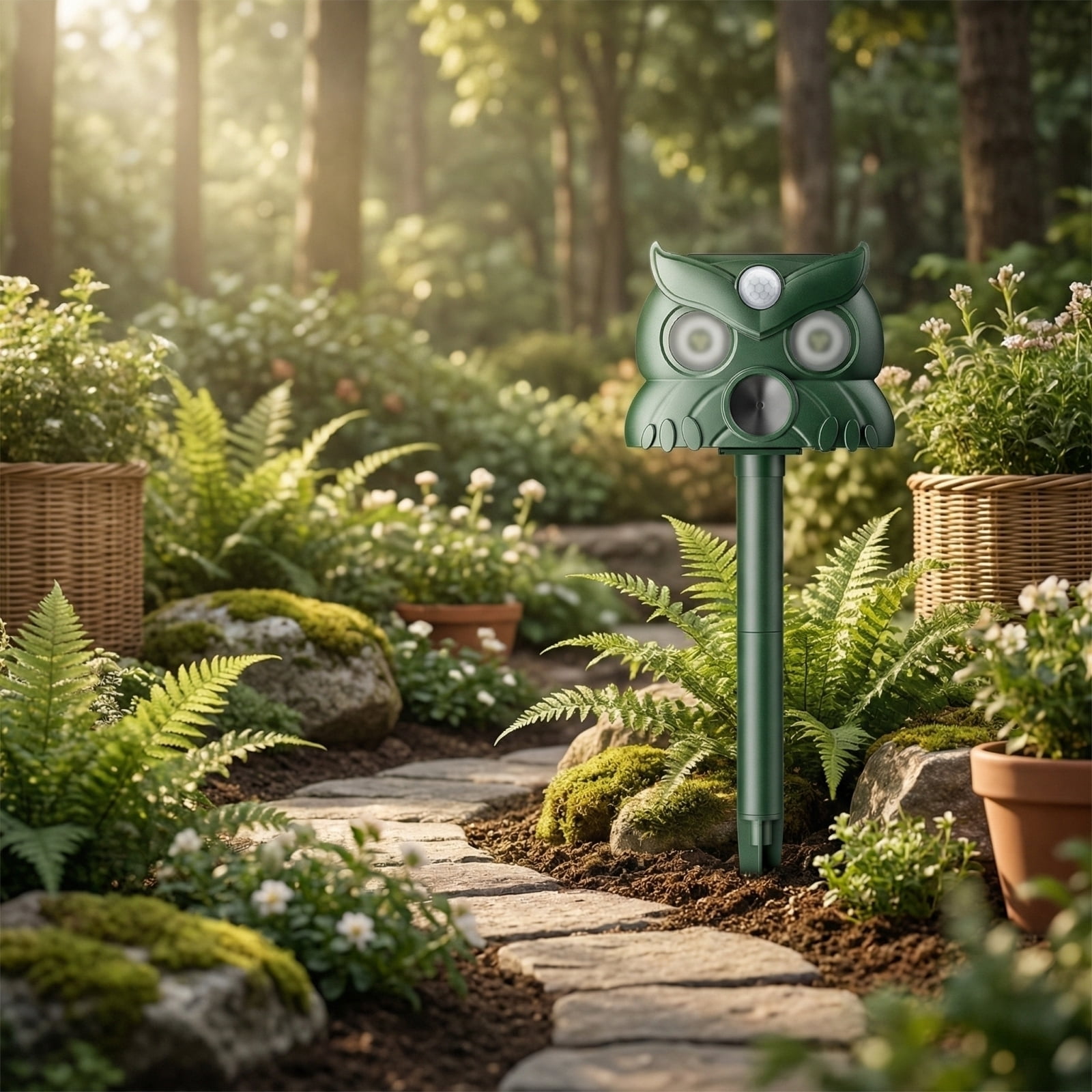 JINYI Ultrasonic Animal Repeller, Motion Activated and Blinking LED Light 2 in 1 Outdoor Repellent