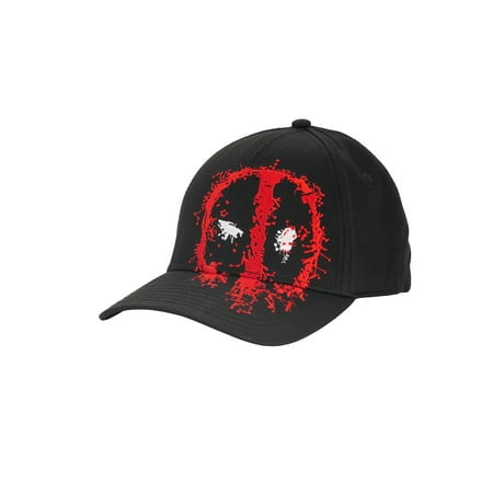 Distressed Logo Cap - Deadpool Men's Embroidered Logo Cotton Twill Stretch-Fit Cap