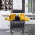 thumbnail image 4 of Breni Velvet Diamond Tufted Swivel Adjustable Height Barstool, Set of 2, Yellow, 4 of 12