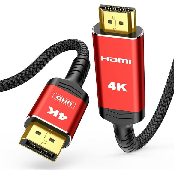 Highwings 4K DisplayPort to , 6ft DP to Male UHD Cable, 1440P/2K@120Hz, Nylon Braided Uni-Directional Cord for Dell, NVIDIA, AMD, Lenovo, HP