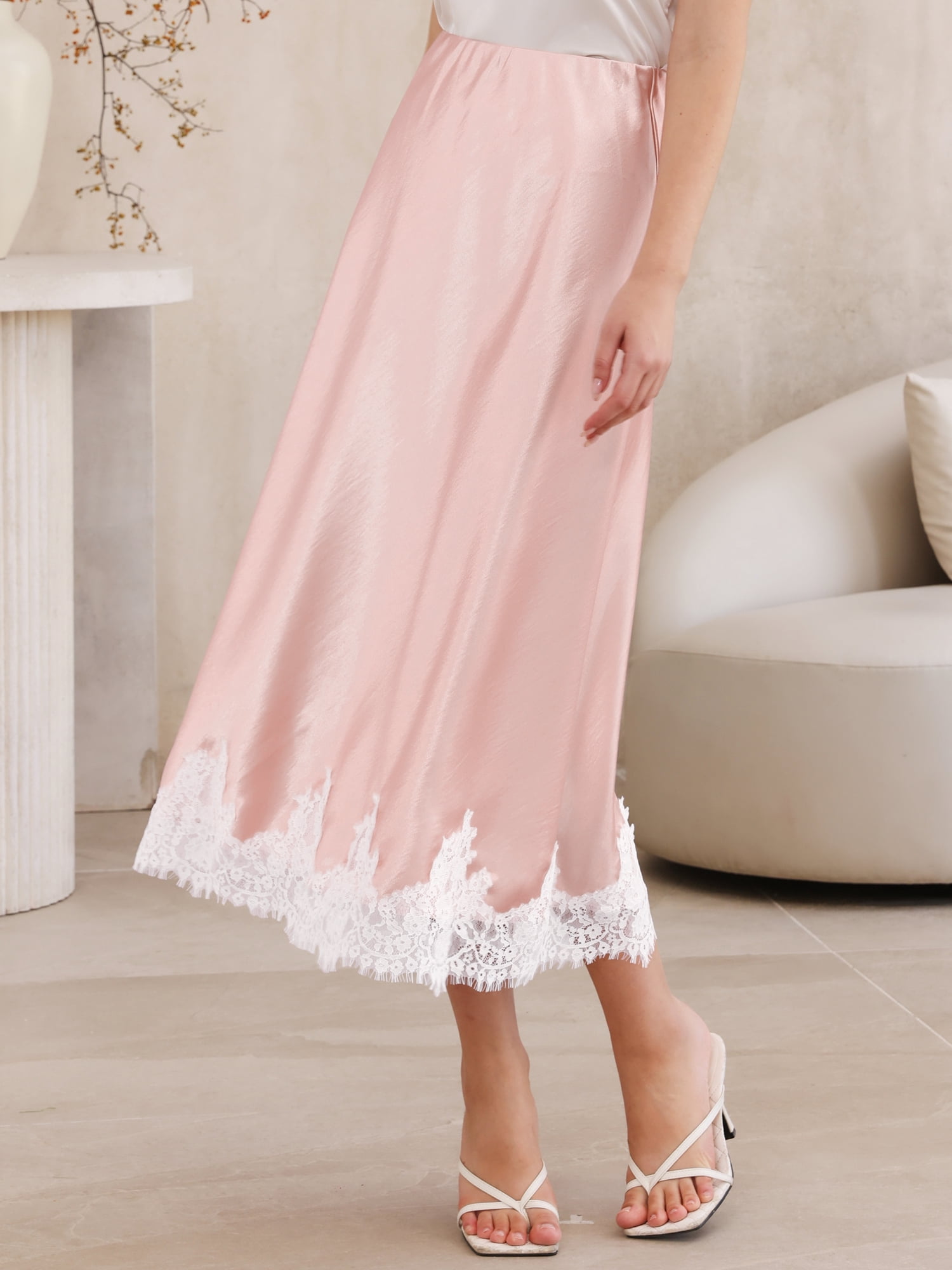 DARING DIVA Women's A-Line Silk Cocktail Wedding Midi Dress Small Pink