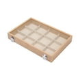 thumbnail image 5 of Segolike Jewelry Box Earring Organizer Tray Wooden with Clear Lid Earring Display Tray Velvet Jewelry Tray for Store Display Showcase 12 Grids Beige, 5 of 8