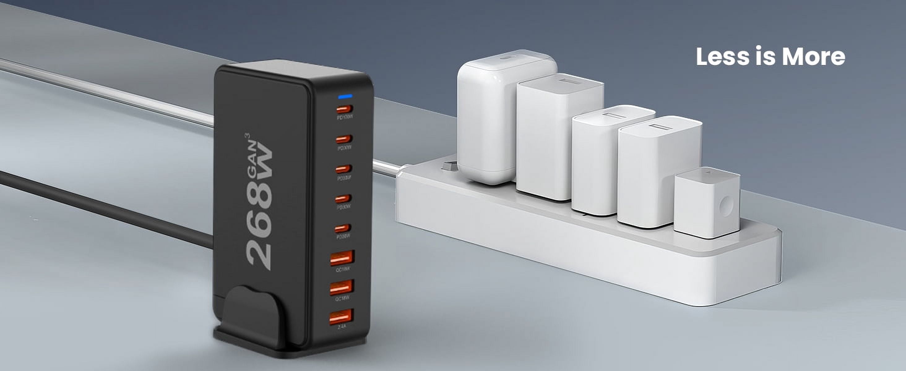 AUBEAMTO USB C Charger, 268W 8-Port Fast USB Charging Station with 5 USB-C + 3 USB-A, Portable Multiport USB C Wall Charger for iPhone 15-12 Series, iPad Pro, MacBook, Galaxy, Pixel, Switch, and More