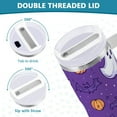 thumbnail image 3 of Yayeee 40oz Stainless Steel Tumbler with Straw and Handle Double-Wall Insulated Travel Water Bottle, Halloween Purple Ghosts, 3 of 8
