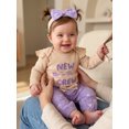 thumbnail image 5 of Cjfdfy Newborn Baby Girl Fall Winter Outfits New To The Crew Letter Embroidery Ruffle Long Sleeve Ribbed Romper Bow Pants Headband Infant Cute Bow Fall Winter Outfits, 5 of 9