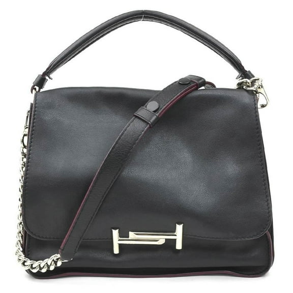 Pre-Owned Tod's Double T Leather Shoulder Bag in Black, Women's, h31595a (Good)