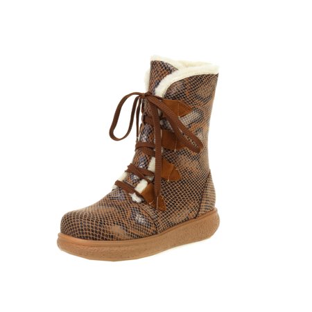 

Sentuca Women s Boots With Cross-lacing Padded Cotton Boots Snake Print Flat Heel Ankle Boots