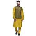 thumbnail image 1 of Atasi Solid Kurta Pajama & Printed Nehru Jacket Set For Mens Party Wear, 1 of 3