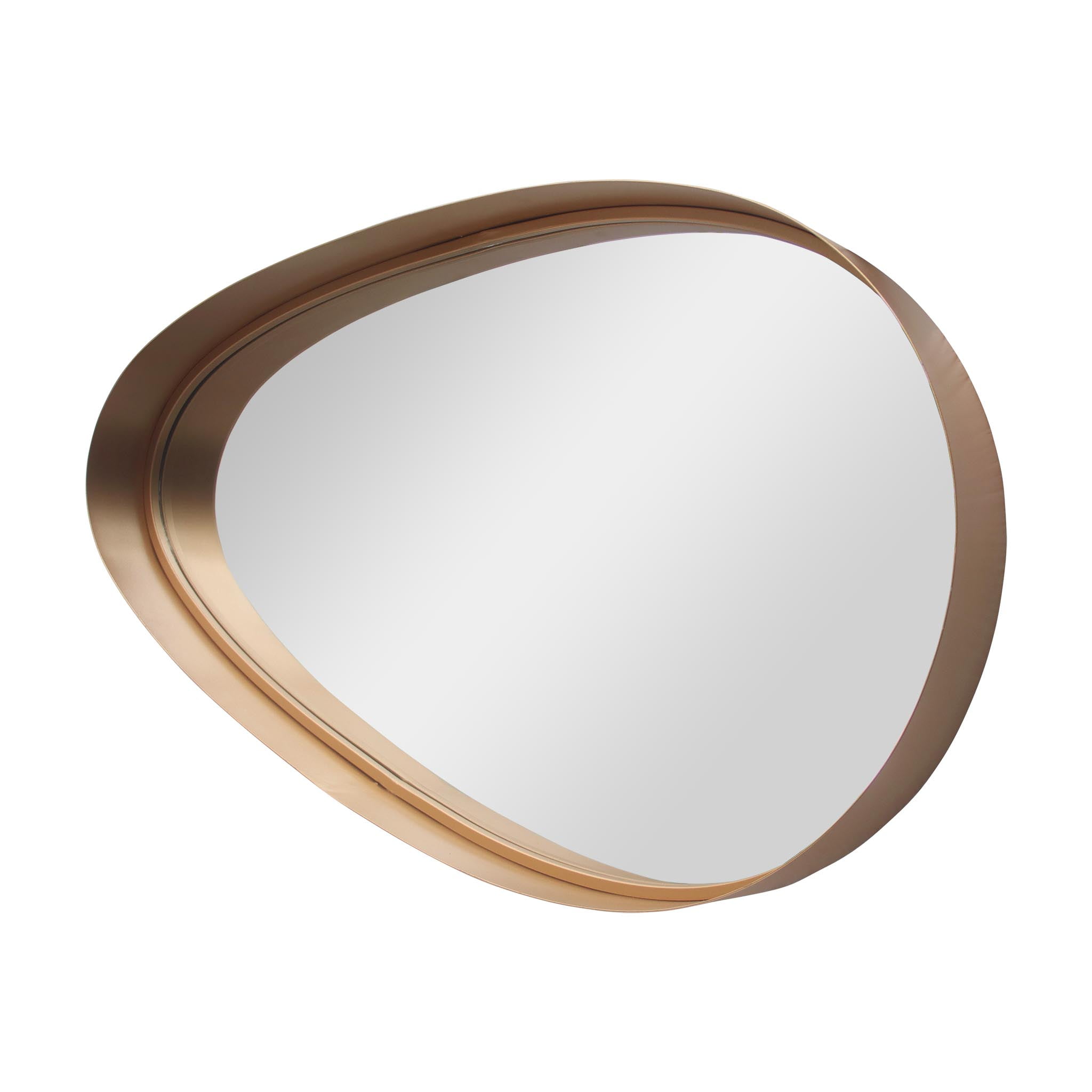 Parisloft Teardrop Gold Metal Framed Wall Mirror, Decorative Droplep Shaped Metal Mirror