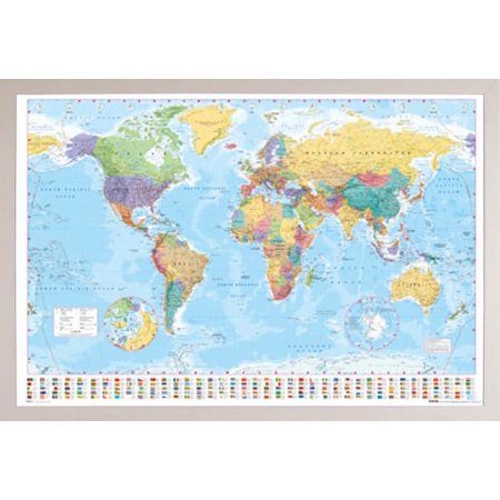 UPC: 0650467583242 | World Map Poster in a White Plastic Frame (24×36)