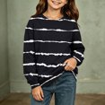 thumbnail image 2 of Girls Striped Print Sweatshirt Loose Fit Crew Neck Long Sleeve Pullover Tops Kids Casual Versatile Sweatshirts Back To School Clothes 4-14Years, 2 of 6