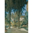 thumbnail image 2 of Othmar Brioschi 11x14 Gold Ornate Wood Frame and Double Matted Museum Art Print Titled - Vedute of the Message in Rome; Garden Area with Two Cypresses (1890-1900), 2 of 4