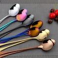 thumbnail image 2 of Colorful Long Handle Spoon, MDEALY 7” Stainless Steel Round Style Mixing Spoon, Coffee Ice Cream Spoon Cocktail Mixing Silverware Spoon Set for 12, 2 of 10
