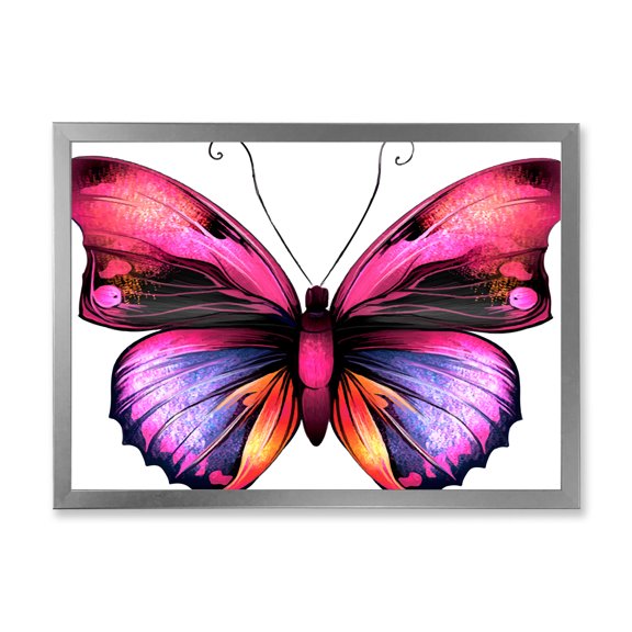 Designart 'Portrait Of Bright Pink Butterfly' Modern Framed Art Print