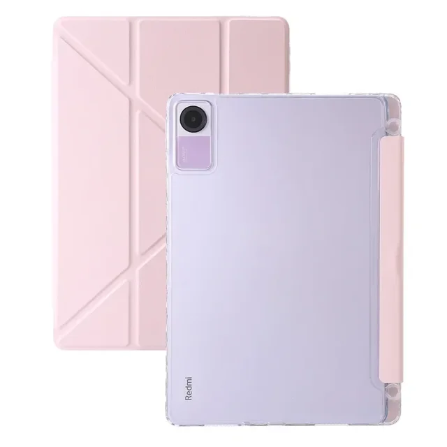 For Funda Redmi Pad SE Case with Pen Holder Multi-folding Stand Clear Back Magnetic Tablet Shell for Redmi Pad SE 11 Funda Cover Pink Redmi Pad SE 11 inch