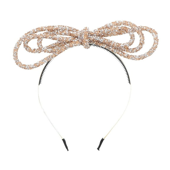 Motique Accessories Fancy Gem Crusted Holiday Bow Headband Hair Band - Gold