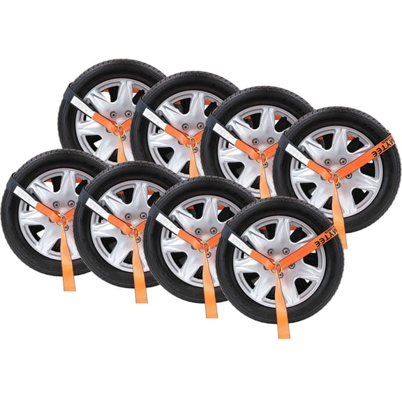 2" x 12' Winch Lasso Strap w/ "O" Ring, High Abrasion Orange, Cordura Sleeve, 3333 lbs WLL (8 Pack)
