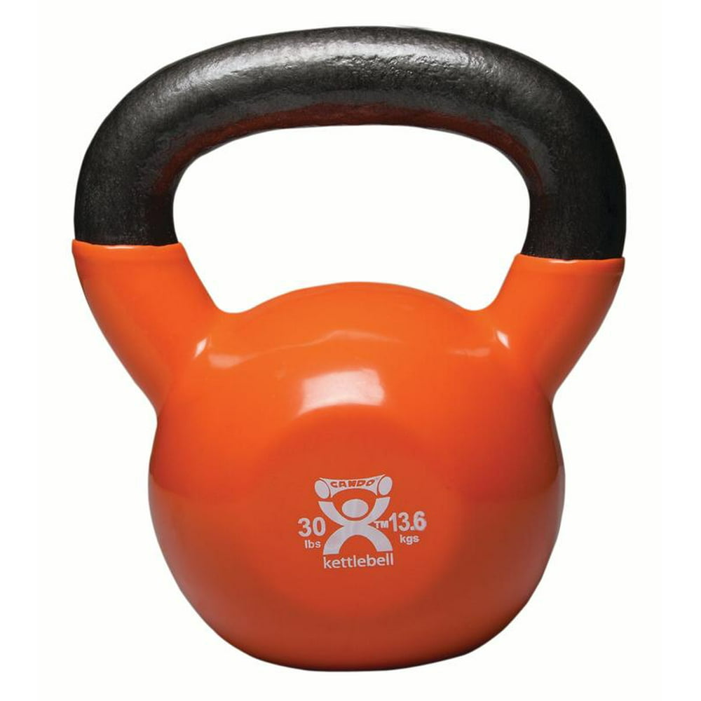 CanDo kettlebell, 30 pound, vinylcoated, gold