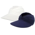 thumbnail image 2 of siminsem 2 Pack Wide Brim Sun Visor Hat for Women UPF 50+ Lightweight Foldable Ponytail Cutout Summer Beach Hat Paper Straw Roll Up UV Protection Cap Adjustable One Size, Dark Blue,One Size, 2 of 9