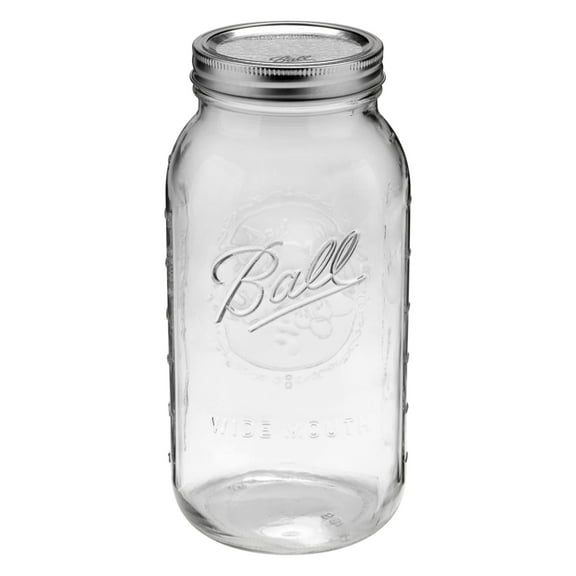 Ball Wide Mouth Half-Gallon 64-oz. Glass Mason Jar with Lid and Band