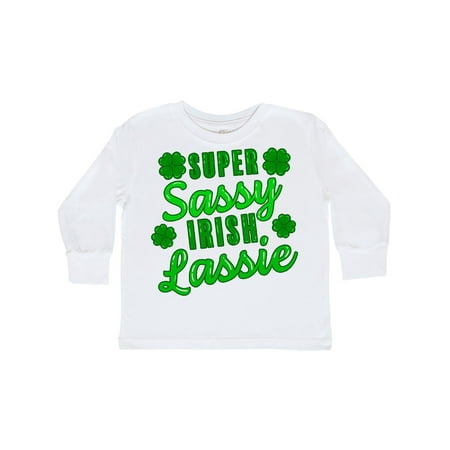 

Inktastic Super Sassy Irish Lassy with Green 4 Leaf Clovers Gift Toddler Boy or Toddler Girl Long Sleeve T-Shirt