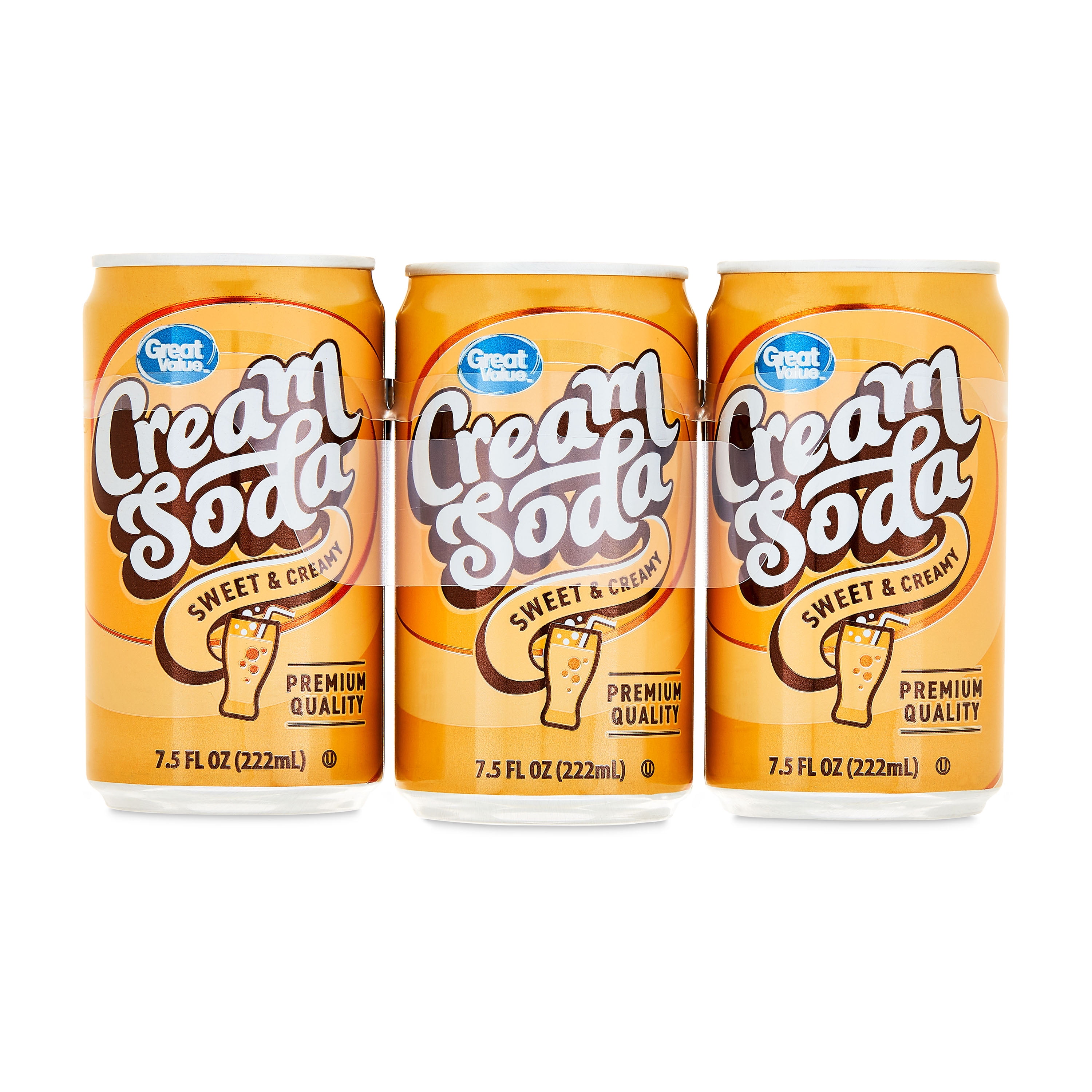 (8 pack) Great Value Cream Soda, 7.5 fl oz, 6 Pack Cans