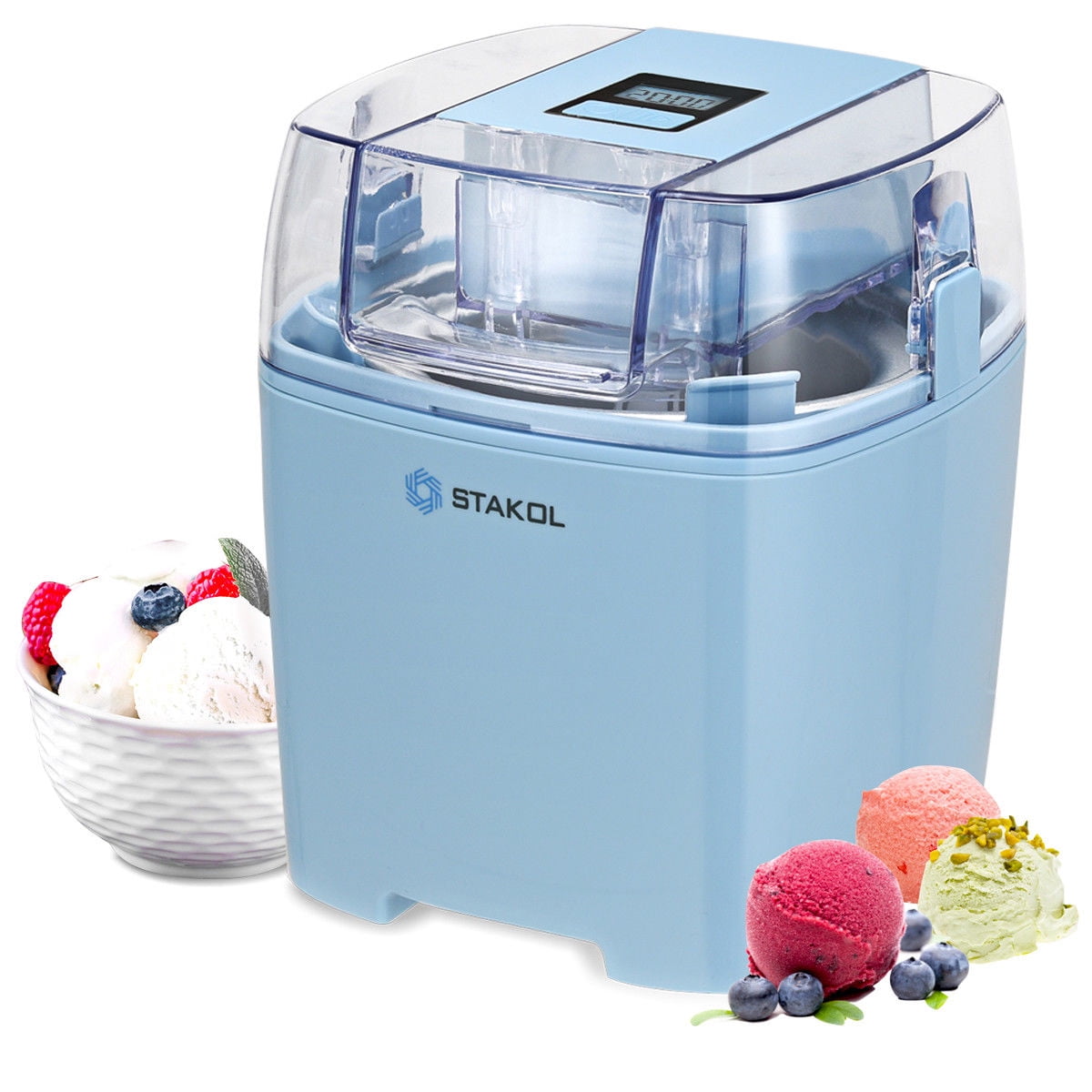 STAKOL 1.6 Quart Automatic Ice Cream Maker Freezer Bowl Dessert Machine Macarons Color