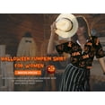 thumbnail image 6 of HAPPY BAY Women's Beach Hawaiian Blouse Shirt Spooky Boo Print Tops Short Sleeve Button Down Holiday Party Halloween Costumes Shirts for Women S Midnight Boo Scary Ghost, 6 of 6
