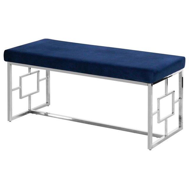 Best Master Banc Rembourré en Velours avec Cadre en Acier Inoxydable Bleu/argent