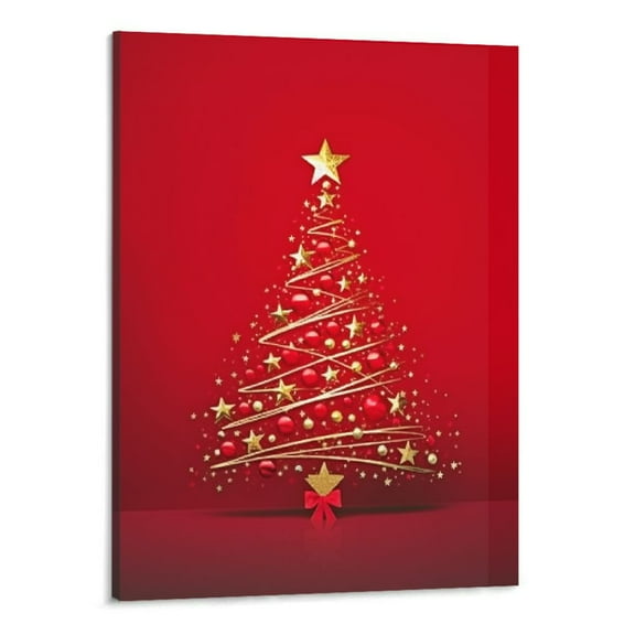PRATYUS Colorful Christmas Tree 16x20in Canvas Wall Art Picture for Living Room Bedroom 16x20in