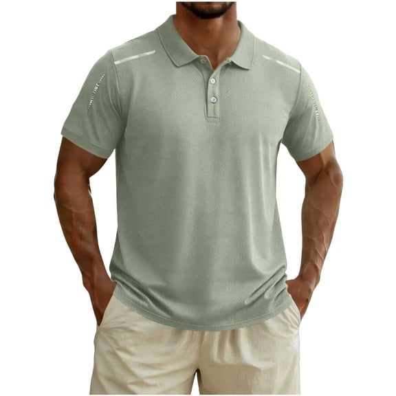 VSSSJ Golf Shirts for Men Casual Workout Moisture Wicking Short Sleeve Shirts Collared Button Relaxed Fit Lightweight Athletic Shirt Green L