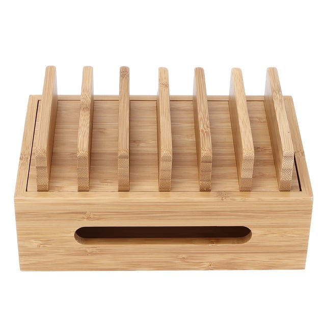 Base de madera de bambú para teléfono móvil, portátil, tableta, ordenador, organizador, caja de almacenamiento para el hogar y la oficina.