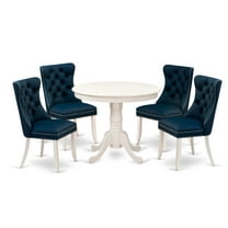 East West Furniture 5 Piece Dining Room Set Consists of a Round Kitchen Table with Pedestal