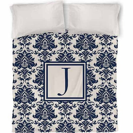 IDG Damask Monogram Duvet Cover, Blue