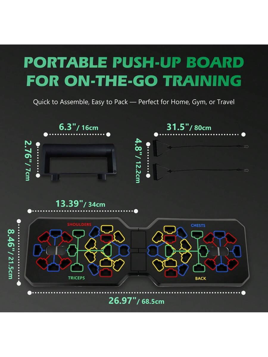 Portable Push Up Board with Color-Coded Positions, Professional Strength Training Equipment for Chest, Shoulders & Arms, Foldable Home Gym Fitness Gear, 1pc