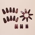 thumbnail image 3 of Uñas postizas Press On LOPMNGHT medianas estilo ballet rojo con rayas, 24 piezas, 3 of 6