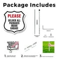 thumbnail image 3 of Please Deliver All Packages Inside Garage 12 inch X 12 inch Shield Shaped Rust-Free Aluminum Metal Sign with Aluminum Mounting Stake Weather Resistant Made in the USA, 3 of 8