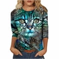 thumbnail image 1 of Blusa informal de manga larga con cuello redondo y estampado de animales novedosos para mujer Fridja  hkj2548, 1 of 5
