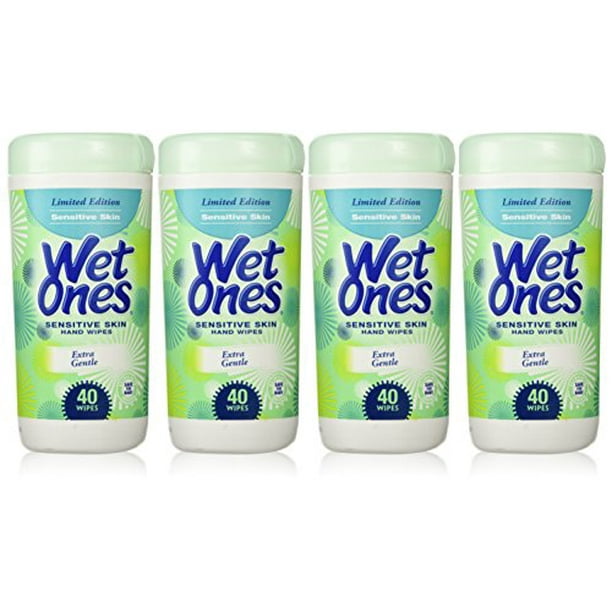 Wet Ones Sensitive Skin Hand Wipes, Extra Gentle 40 Count Canister