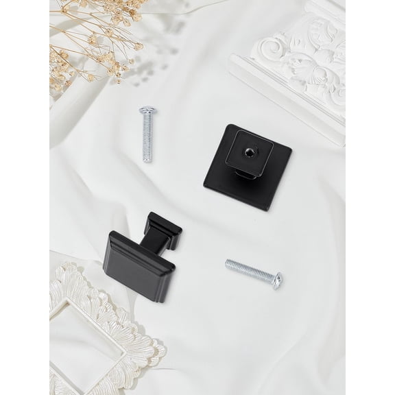 2 Sets Aluminum Alloy Drawer Pull Handles Square Door Knobs with Screw Black Cabinet Handles Doorknob Accessories for Gates Closet and Hallway Bedroom Bathroom Hardware 25x32x32mm Black