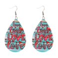 thumbnail image 2 of HongHeng 1 Pair Heart Leather Earrings for Women Wedding Lightweight Teardrop Dangle Heart Valentines Day Gift, 2 of 6
